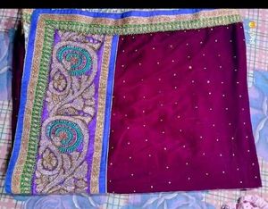 Purple And White Mixed Velvet Saree
