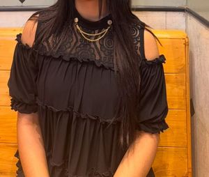 Black Top With Lace Design