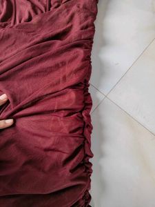 Burgundy Ruched Mini Dress