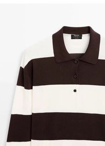 Striped Long Sleeve Polo Top