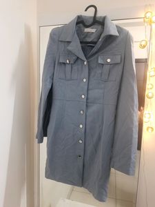Powder Blue Korean Dress With Shoulder Pads
