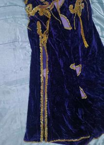 Imported Vintage Beaded Velvet Long Skirt