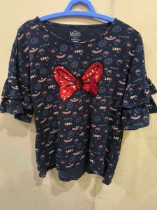 Blue Disney Minnie Mouse Top For Girls.