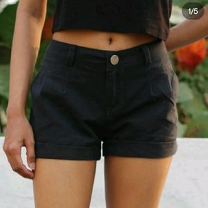 Low Waist Black Denim Shorts