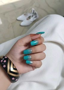 Teal Glitter Nail Polish for women free size