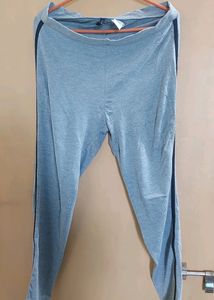Grey Active Wear Pants With Black Lining On Side