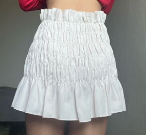 White Ruffle Mini Skirt