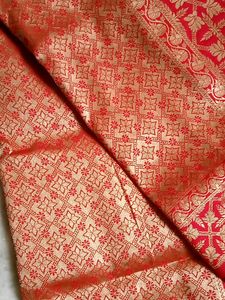 Pure Banaras Red Chilli Colour Saree.. Combo