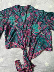 Paisley Print Tie Front Top