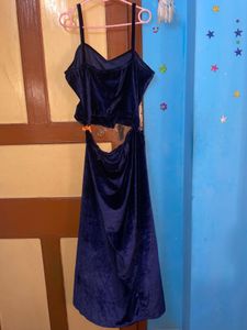 Blue Velvet Co-ord Set with belt