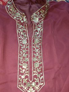 Beautiful Designer Gown With Attached Duppata And Waist Belt