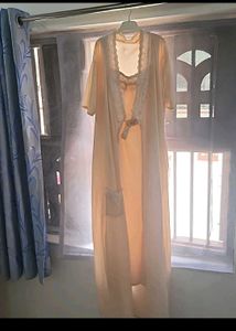 Vintage Peach Nightgown & Robe Set