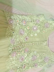 Green  Colour Beautiful Gown With Heavy Embroidery