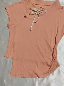Peach Mandarin Collar Top