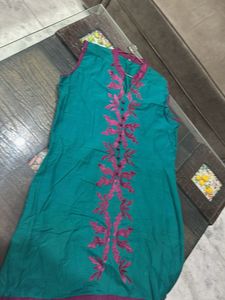 Emerald Green Embroidered Kurti