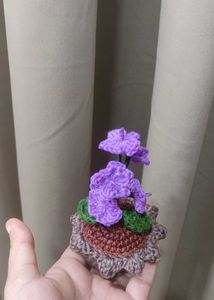 Crochet Purple Flower in Pot
