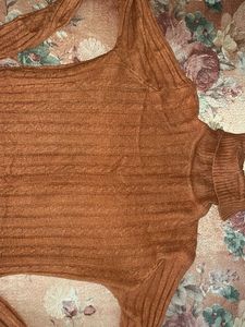 Brown Turtleneck Top