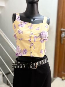 Yellow Floral Crop Top