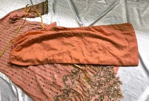 Elegant Peach Embroidered Kurta Set