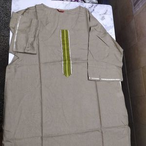 Beige Tunic with Green Detail