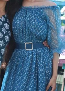 Chic Blue Off-Shoulder Maxi Dress