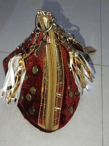 Burgundy Velvet Studded Clutch