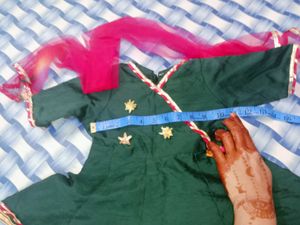 Girls Lpant Frock -  Dark Green