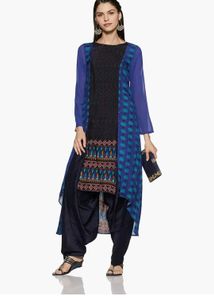 Blue & Black Printed Kurta