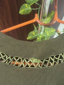 Olive Green Dress with Bell Sleeves