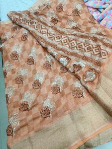 Floral Checkered Saree