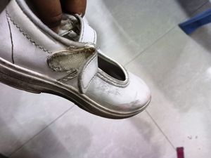 Girls White Coloured School Shoes
