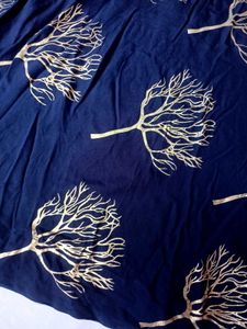 Navy Blue Dress with Heavy Neck Work