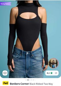 Black Ribbed Bodysuit