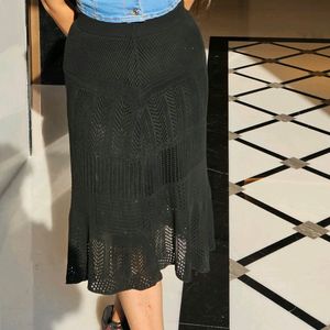 Black Crotchet Skirt Fully Strechable