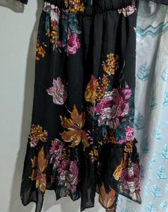 Black Foral Midi Dress