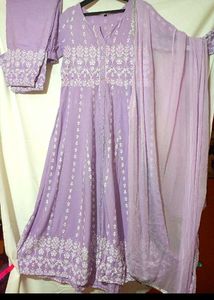 Lavender Anarkali 3 Piece Suit Set