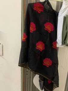 Duppatta With Magenta N Orange Embroidery..