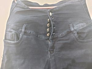 Dark Blue High Waist Skinny Distressed Jeans