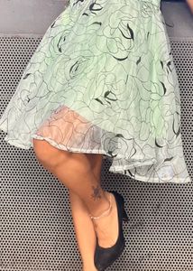 Floral Print Mint Green Skirt