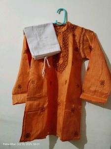 Orange Embroidered Kurta Set