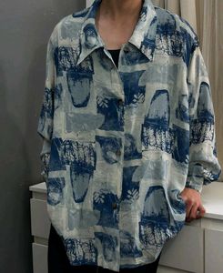Abstract printed sheer shirt