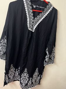 Embroidered Black Tunic Top