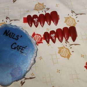Burgundy Press-On Nails