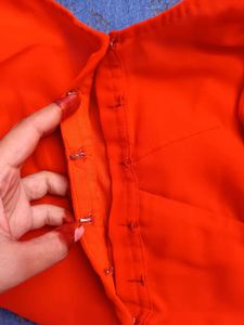 Orange Embroidered Saree