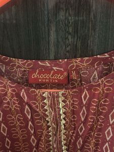 Maroon Printed Kurta