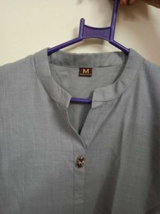 Gray Embroidered Tunic Top