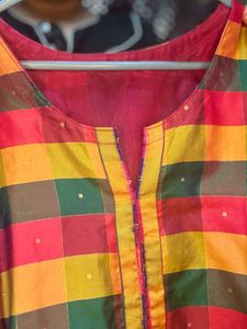 A-line Party Wear  Kurta Set With Zari Weaves