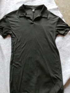 Simple Black Polo Dress (Calf Length)