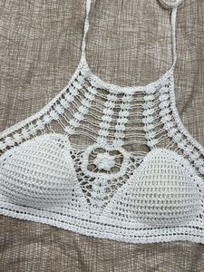 White Crochet Crop Top
