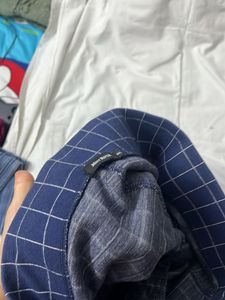 Blue Check Stretchable Pant